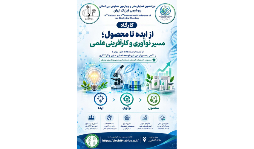 مرکز تحقیقات علوم و فناوری زیستی دانشگاه تبریز با همکاری شرکت‌های دانش بنیان در حاشیه همایش بیوشیمی فیزیک ایران برگزار می کند